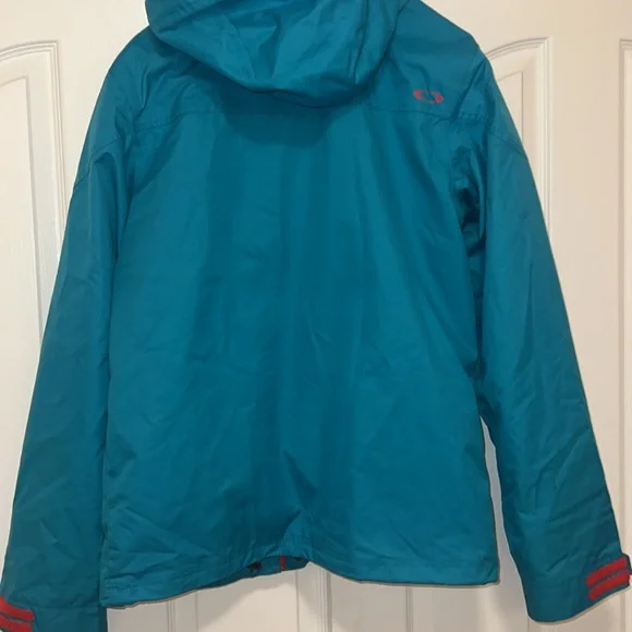 OAKLEY Snowboard / Ski Jacket Teal and Red - Hooded - Men Small - Like New - Picture 7 of 8